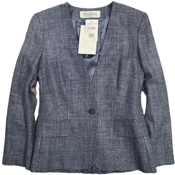 MaxMara NWT Jacket & Dress Blue Sleeveless Shift & Single Suit Silk Blend 4 - Picture 4 of 16